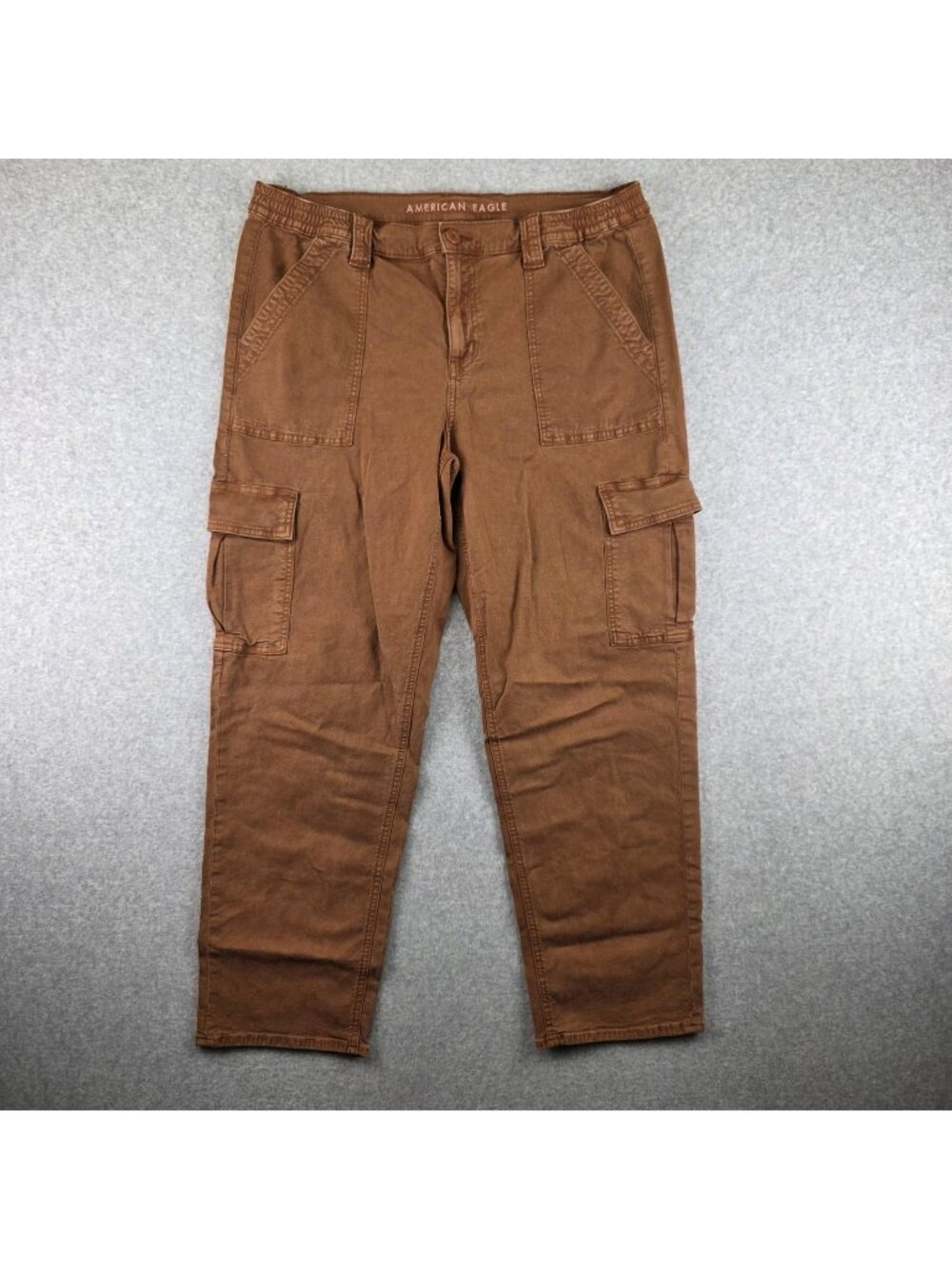 American Eagle Cargo Pants Womens 16 Brown Tapered Relaxed Fit Stretch Twill